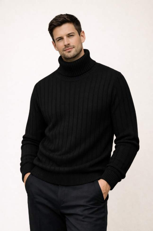 Men’s Ribbed Roll Neck Sweater