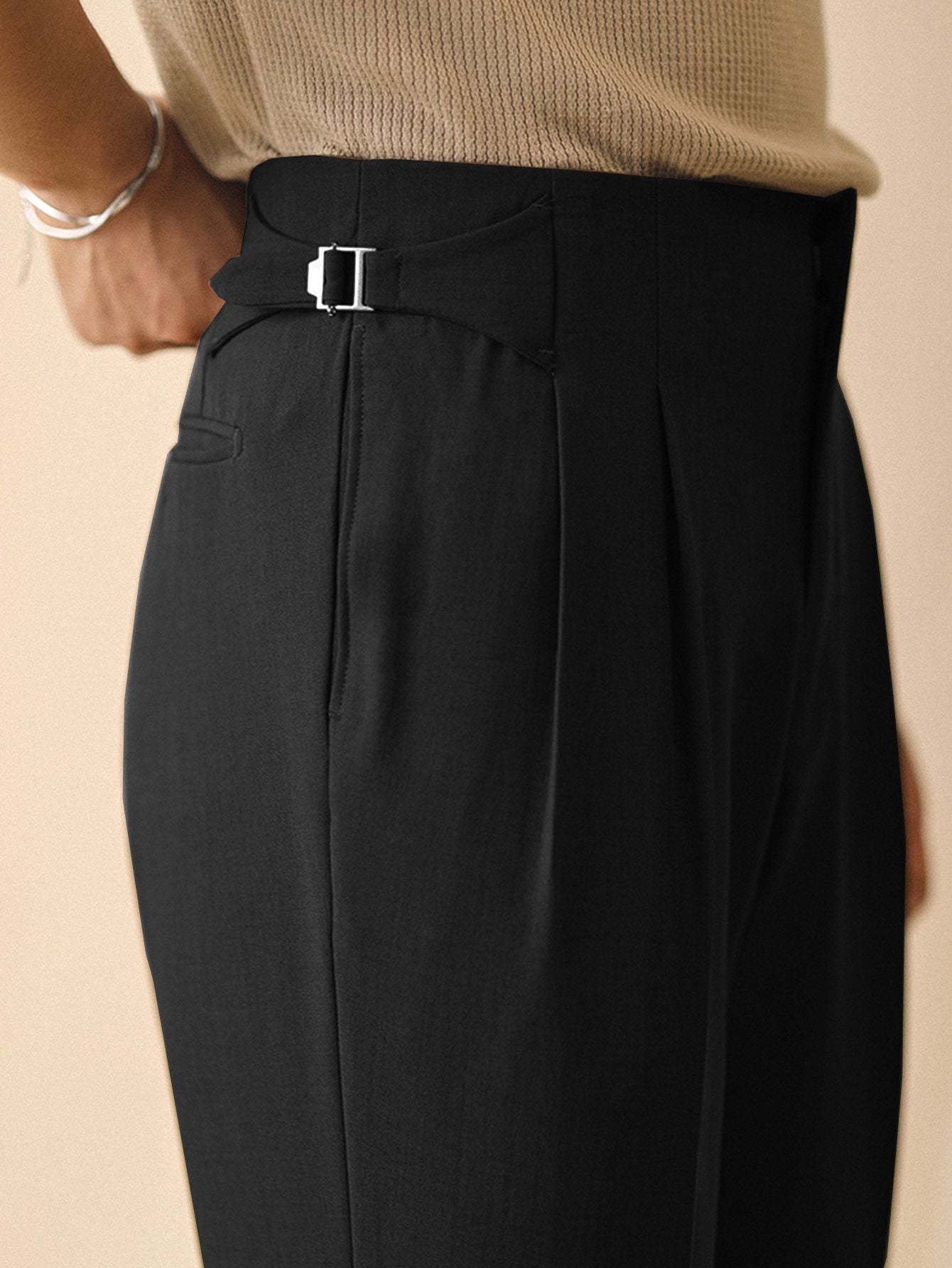Men’s Luxury High-Waist Tailored Trousers – Elegant Pleated Straight Fit Classic
