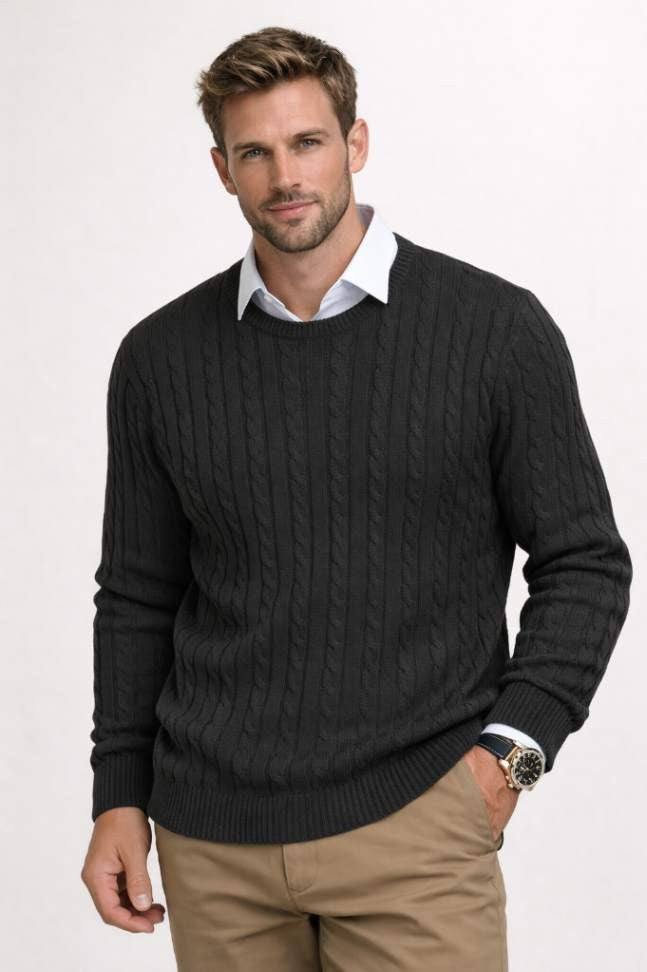 Men’s Cable Knit Crew Neck Sweater
