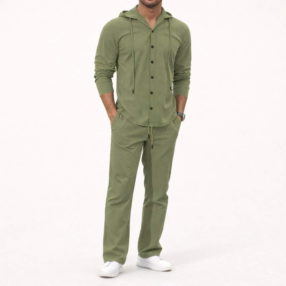 Linen Hooded Set – Tailored Comfort & Minimal Style