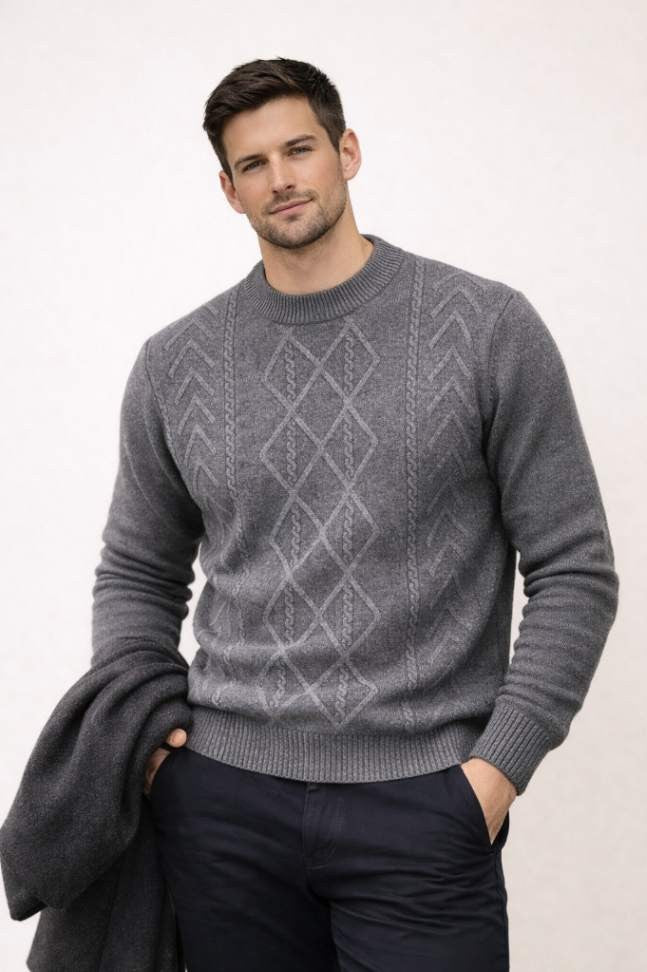 Men’s Ribbed Wool Neck Sweater