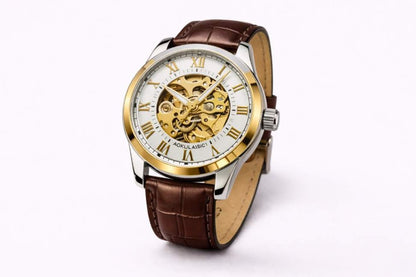 Men’s Automatic Skeleton Watch – Stainless Steel & Leather | Timeless Mechanical