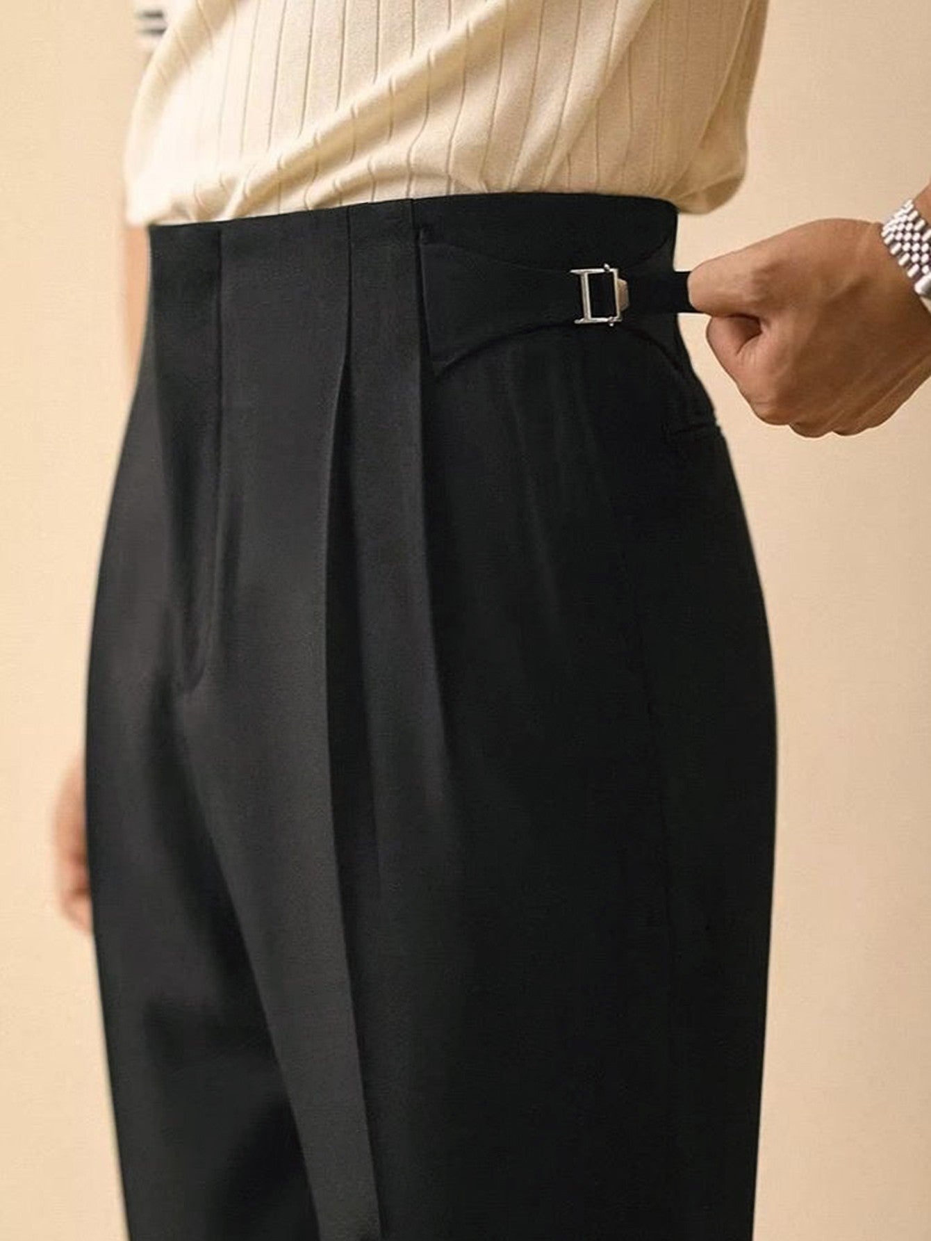 Men’s Luxury High-Waist Tailored Trousers – Elegant Pleated Straight Fit Classic