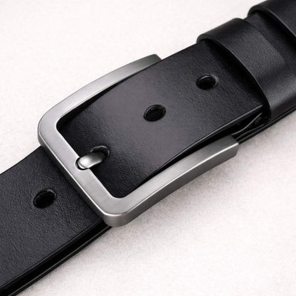 Men’s Premium Leather Belt in Black – Minimalist Buckle | Old Money Style