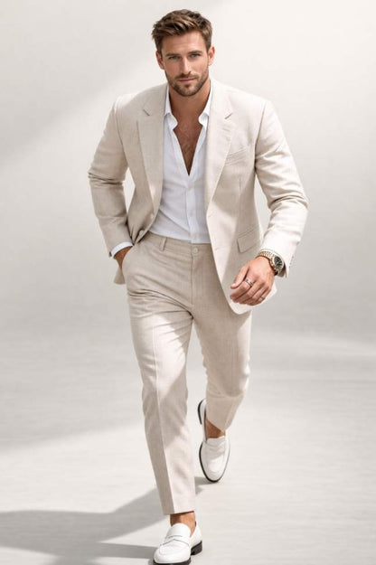 Tailored Linen Blend Suit – Premium Summer Elegance for the Modern Gentleman