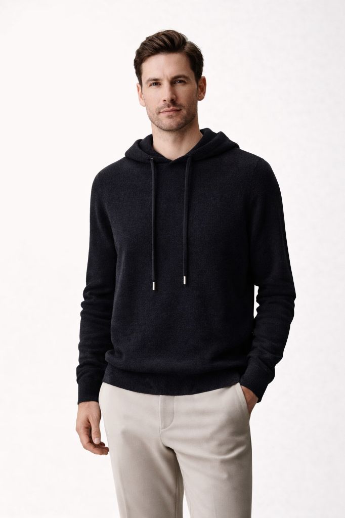 Men’s Hoodie Sweater in 100% Extra-Fine Australian Merino Wool