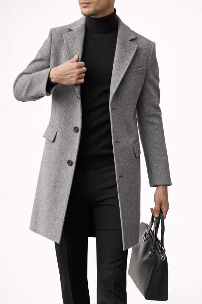 Modern Men’s Wool Coat – Long Sleeve