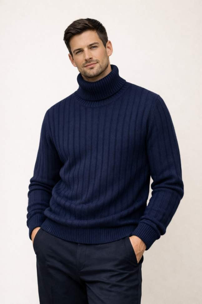 Men’s Ribbed Roll Neck Sweater