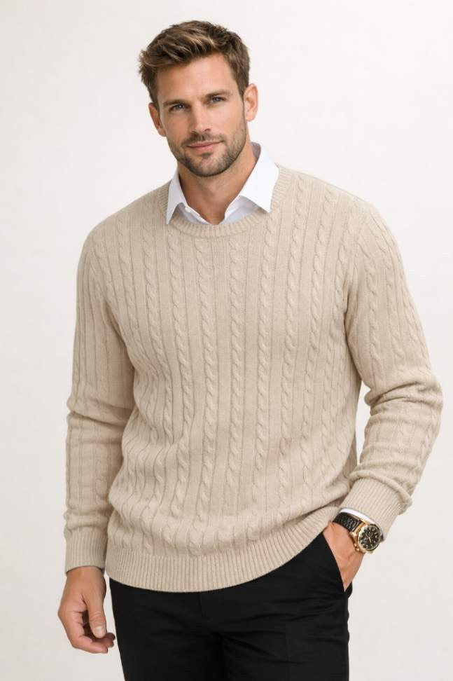 Men’s Cable Knit Crew Neck Sweater