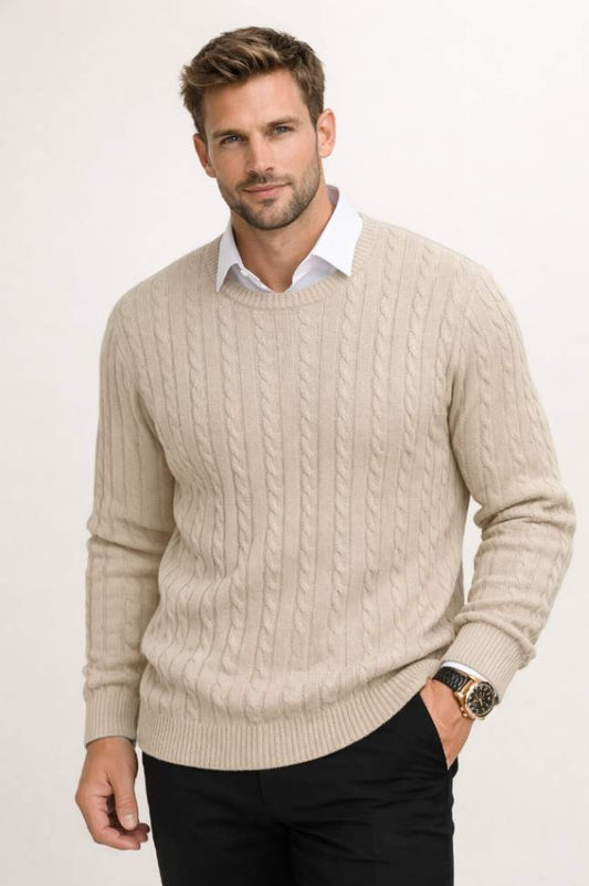 Men’s Cable Knit Crew Neck Sweater