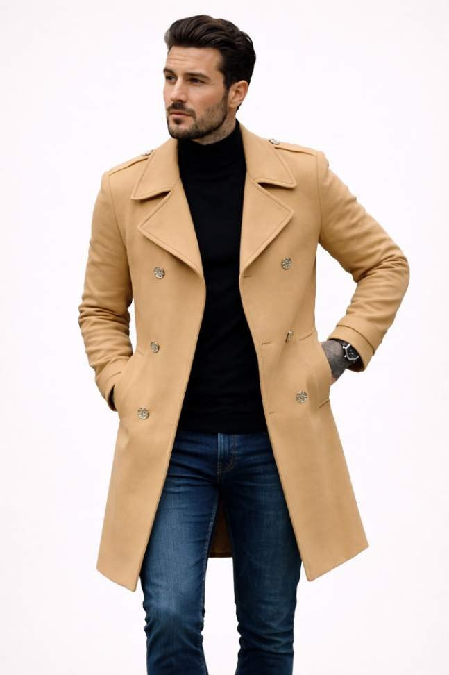 Men’s Double-Breasted Overcoat – Tailored Modern Fit