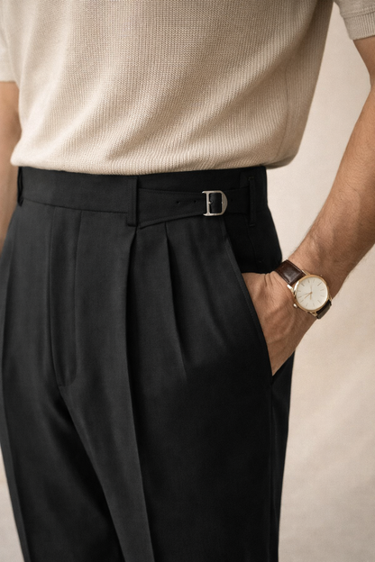 Men’s Luxury High-Waist Tailored Trousers – Elegant Pleated Straight Fit Classic