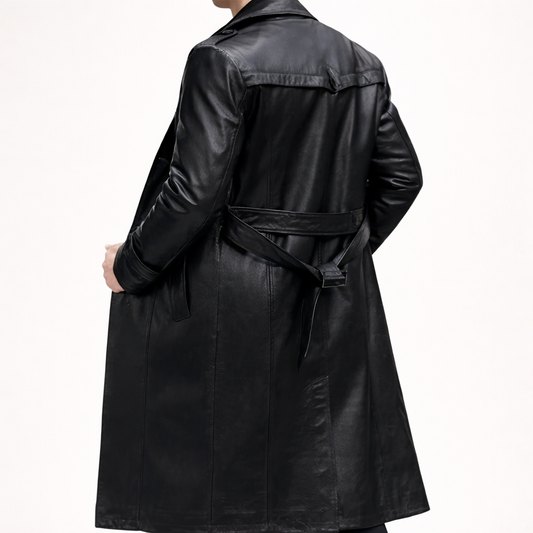 Men’s Classic Longline PU Leather Coat – Refined Heritage Edition
