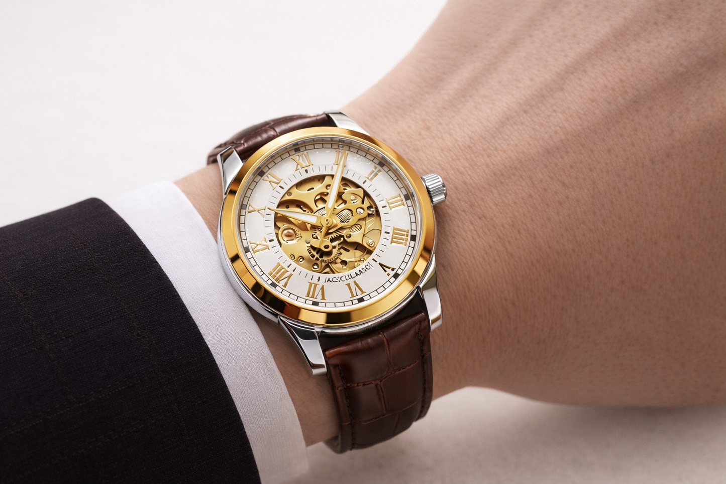 Men’s Automatic Skeleton Watch – Stainless Steel & Leather | Timeless Mechanical