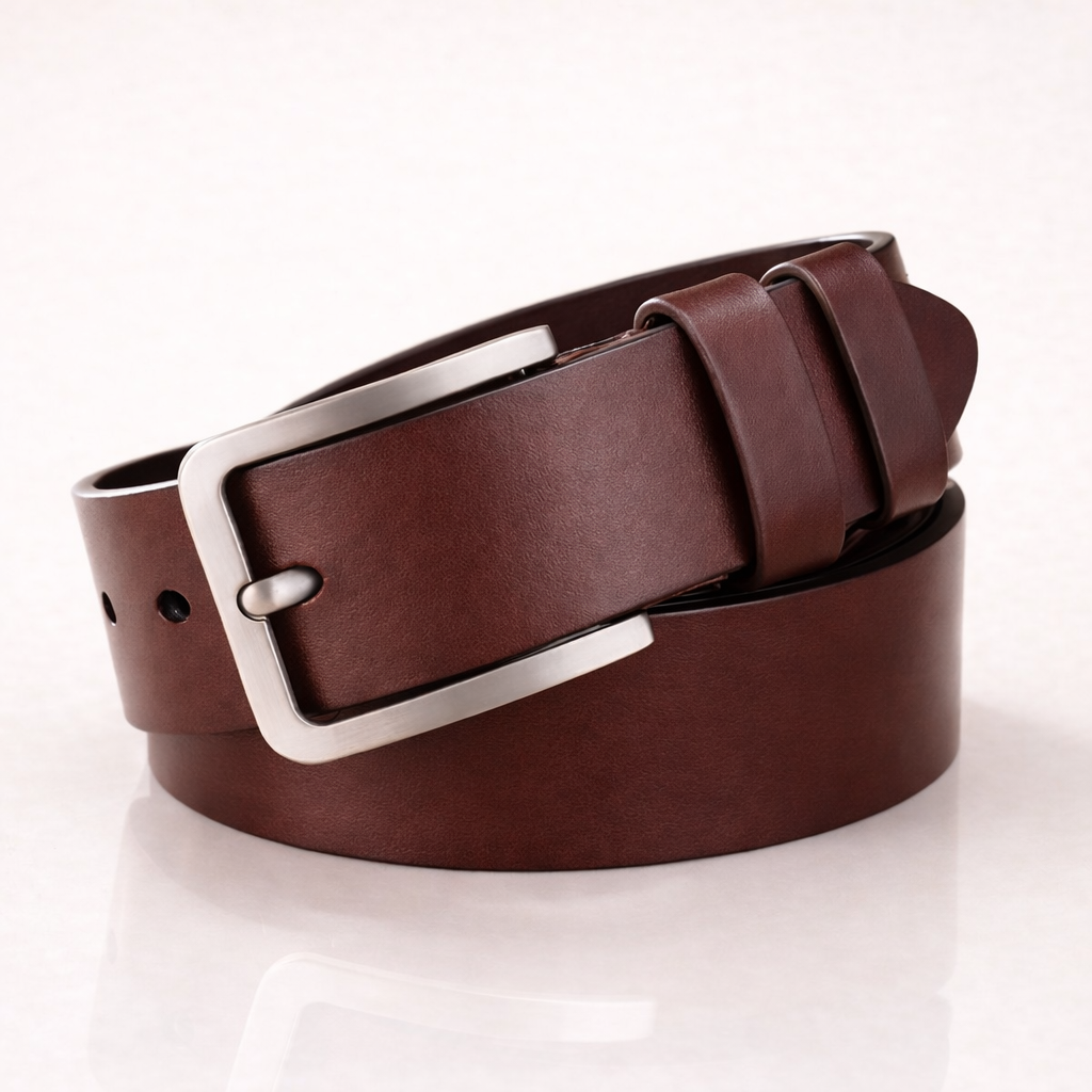 Men’s Premium Leather Belt in Black – Minimalist Buckle | Old Money Style
