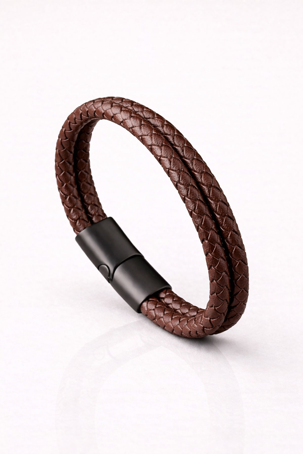 Regency Braided Leather Bracelet – Dark Brown