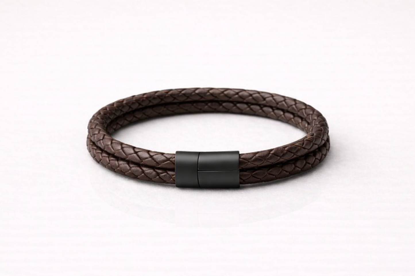 Regency Braided Leather Bracelet – Dark Brown