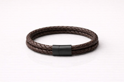 Regency Braided Leather Bracelet – Dark Brown
