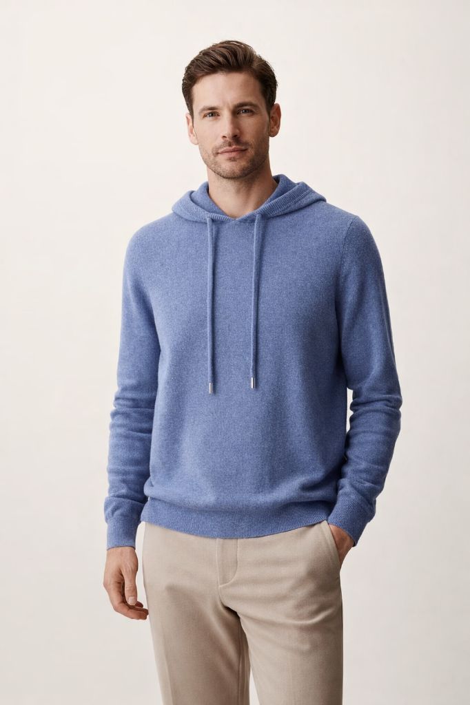 Men’s Hoodie Sweater in 100% Extra-Fine Australian Merino Wool