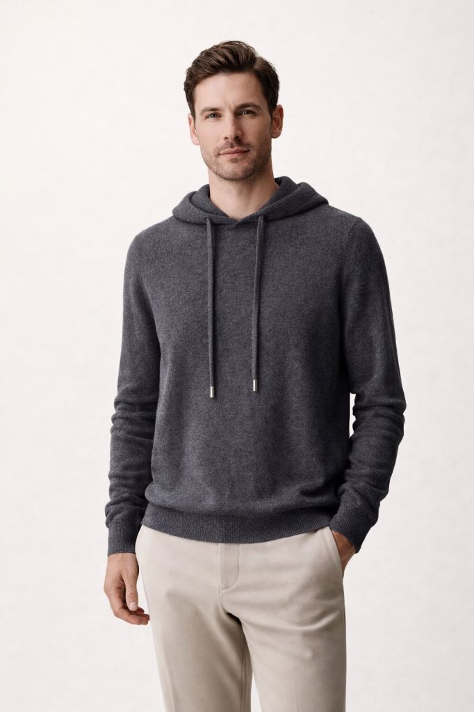 Men’s Hoodie Sweater in 100% Extra-Fine Australian Merino Wool