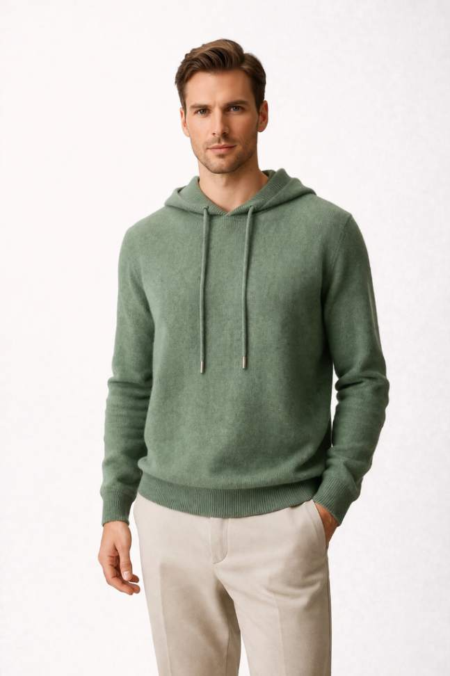 Men’s Hoodie Sweater in 100% Extra-Fine Australian Merino Wool