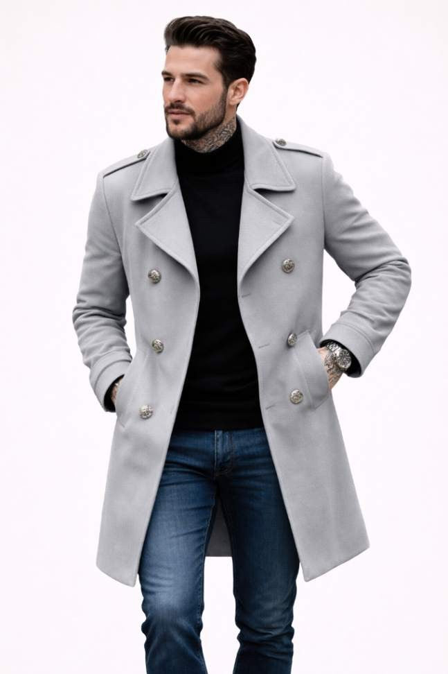Men’s Double-Breasted Overcoat – Tailored Modern Fit