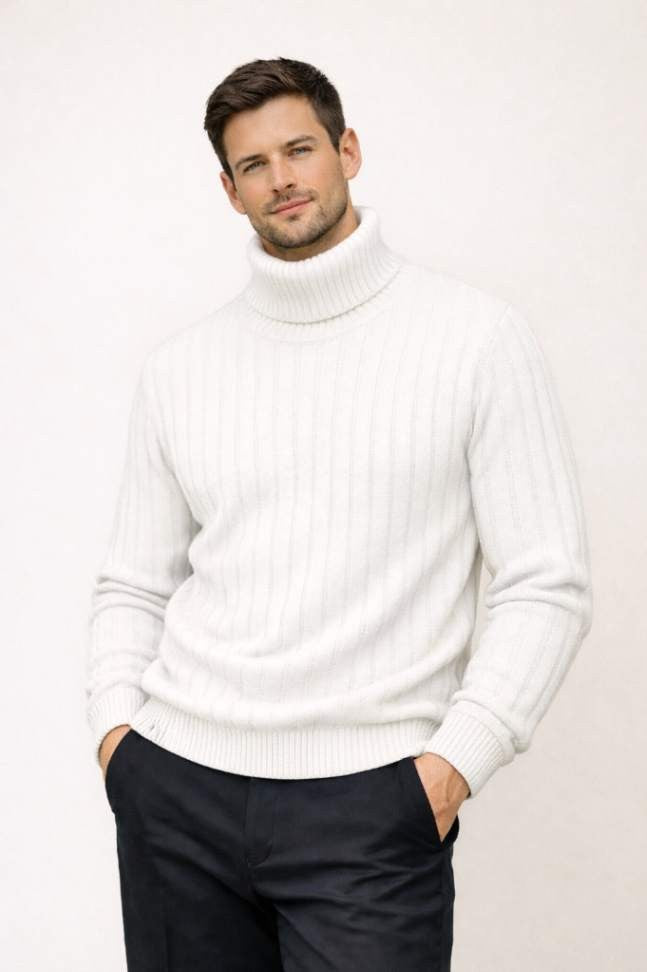 Men’s Ribbed Roll Neck Sweater